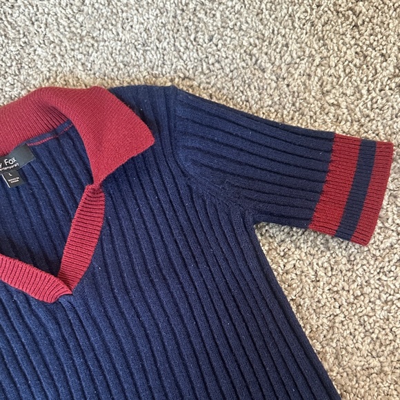 UNIF Navy and Burgundy Knit Polo - Picture 1 of 6